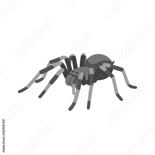 Pixelated Gray Tarantula with Striped Legs Isolated on White Background