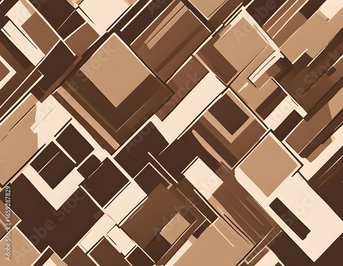 Abstract vector border background with glitch grid distortion. Brushstroke fine broken lines square shapes banner. Seamless noise texture neutral brown backdrop.Irregular geometric grainy edging, trim