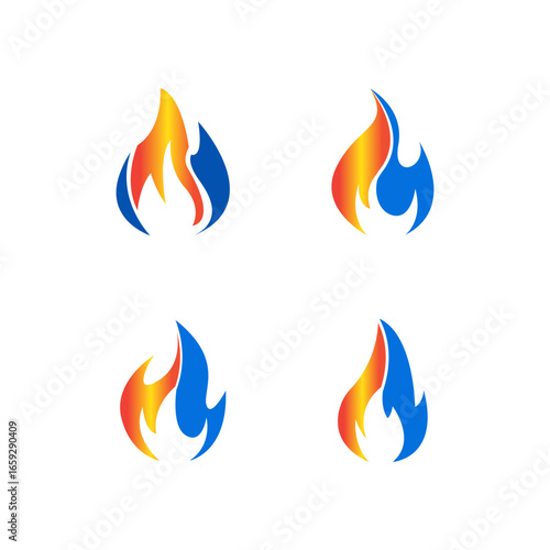 fire flames icon set