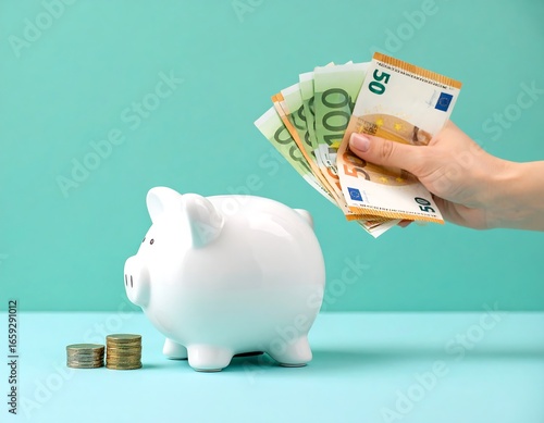 Piggy bank and money