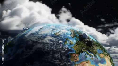 3D Animated Earth with Trees, Ocean, Clouds and Environmental Concept Design