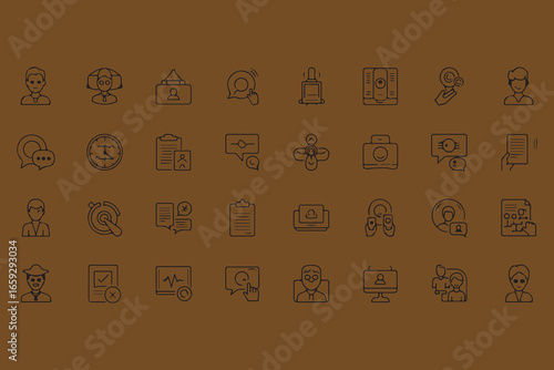 Collection of ancient egyptian hieroglyphs and symbols on a brown background