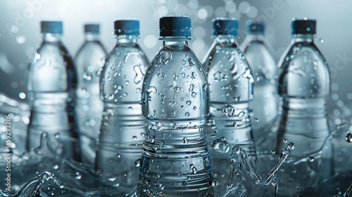 Clear water bottle splash in motion, fresh and pure hydration captured beautifully