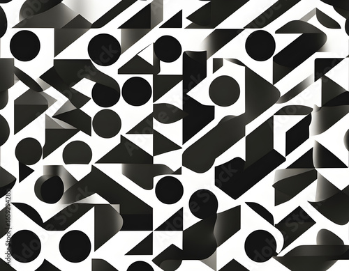 Vector geometric polygon pattern. Modern vector pattern with black and white polygons. Polygons texture. Modern background.