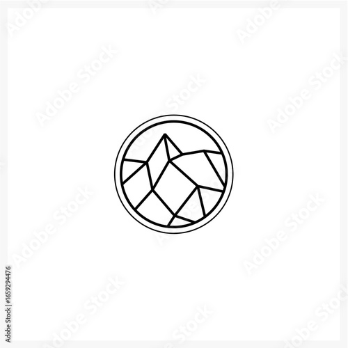 Geometric stone pattern logo design in circular outline