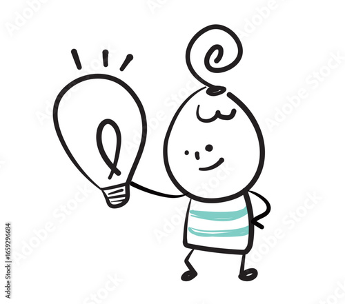 (ideas) Collection of hand drawn cute lady worker icons. Vector illustration.	