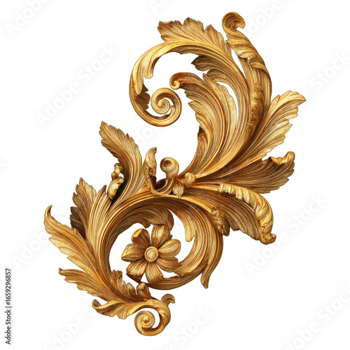 Ornate Golden Floral Design with Intricate Leaf Patterns