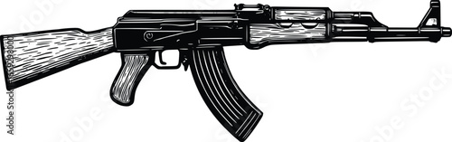 machine gun ak47 vector hand drawn illustration