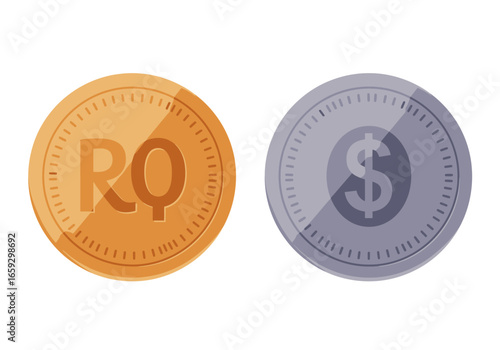 Vector illustration of international currency exchange with gold and silver coins representing global finance and economic concepts.