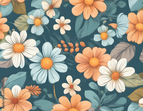 Beautiful and Aesthetic Summer Flower Cartoon Illustration background.