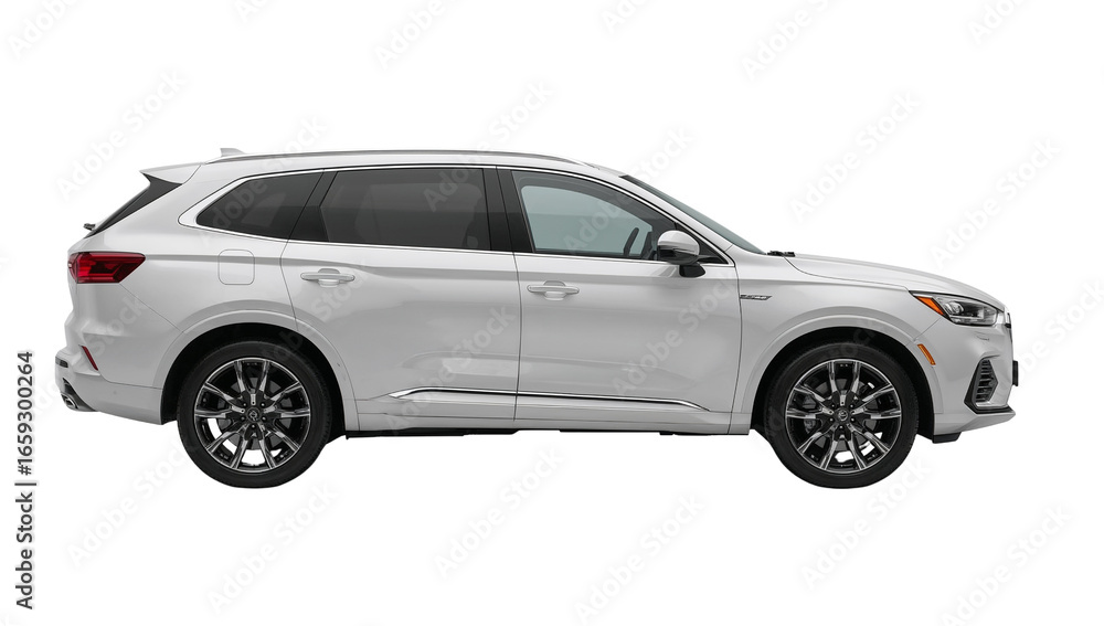 Fototapeta premium Sleek white suv showcases modern design and aerodynamic styling on transparent backdrop