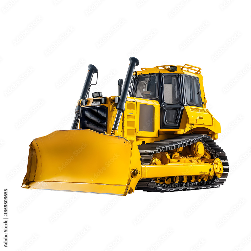 Obraz premium Yellow bulldozer isolated on black