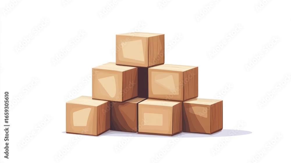 Obraz premium Stacked wooden blocks, children's toys, play, learning, educational