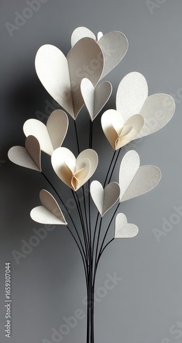 Paper hearts in a bouquet