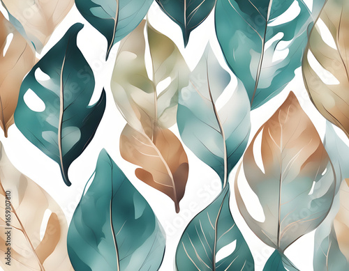 boho leaf, natural landscape, painting, original premium vector painting