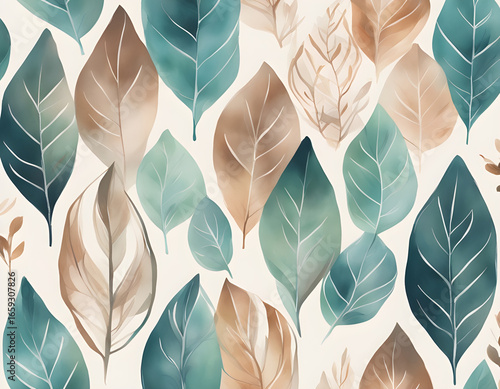 boho leaf, natural landscape, painting, original premium vector painting