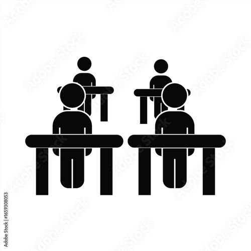 Attendance icon. Students in class. Vector icon isolated on a white background. Vector illustration
