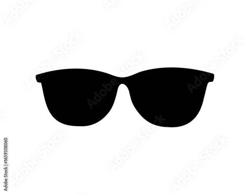 Sunglasses silhouette on a white background representing eye protection from the sun