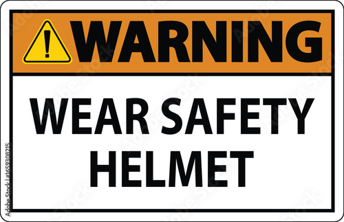 Cautionary Sign Featuring Warning About Necessity of Safety Helmet Use