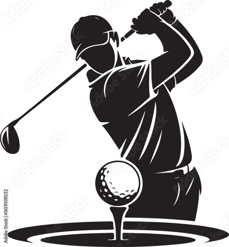 Golfer abstract silhouette, front view. Golf logo