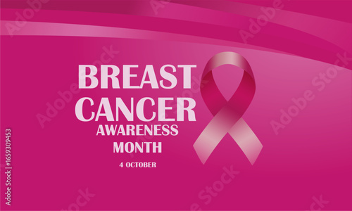 October breast cancer awareness month background with pink ribbon symbol, vector design. Healthcare and medicine concept. Great for banners, posters, cards and social media.