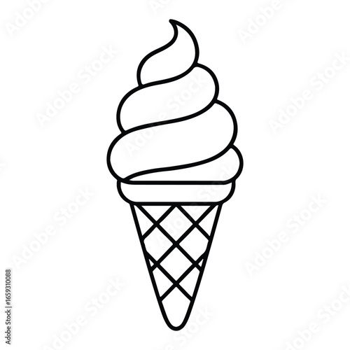 Ice Cream Cone Line Art – Modern Vector Design