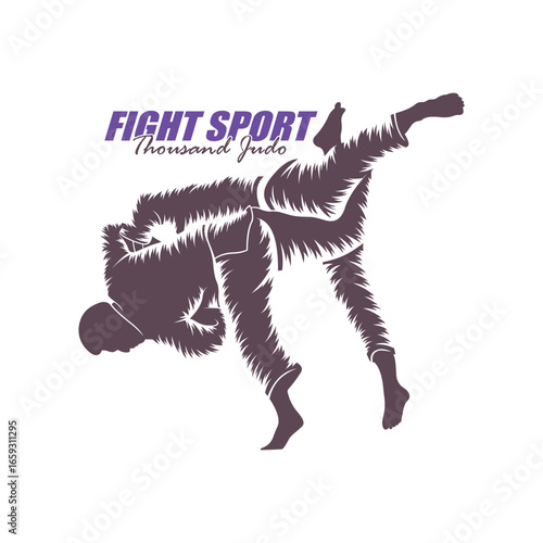 Judo Fighter logo design vector. Silhouette Judo Fighter Template Illustration