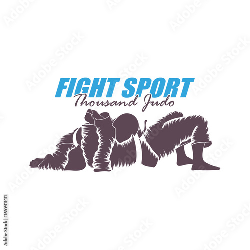 Judo Fighter logo design vector. Silhouette Judo Fighter Template Illustration