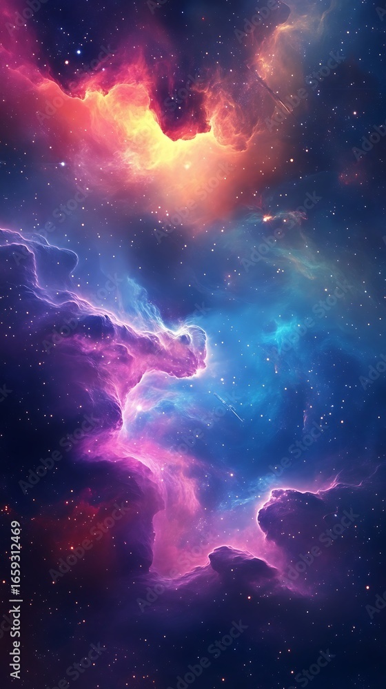 Fototapeta premium vibrant nebula in outer space with spaceship soaring fast high resolution picture