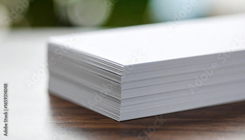 Office paperwork management, this stack pile of business document file in folder contains contract report data information on blank paper sheet from a ream for print copy