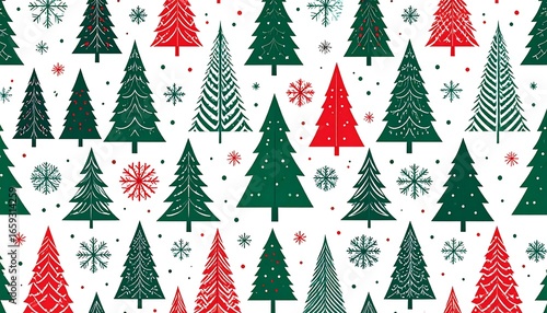Christmas tree pattern with snowflakes
