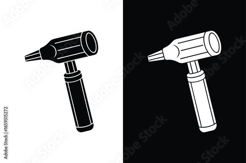 Otoscope Icon Sign Vector. Medical Equipment Silhouette on White Background