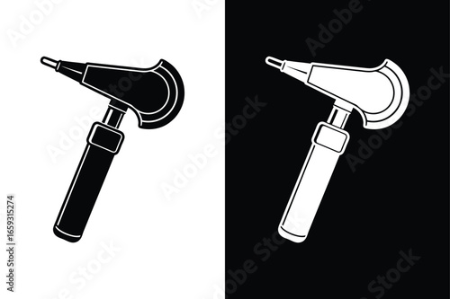Black and White Otoscope Icon Vector. Simple Ear Examination Tool Design