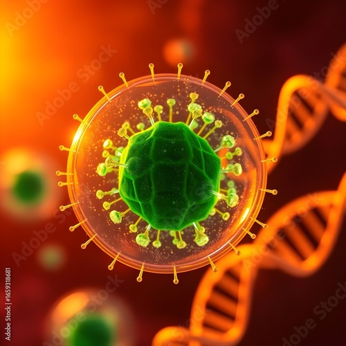 Biotech Majesty: 8K Cinematic Macro of a Glowing CAR-T Cell with Crystalline Receptors & Pulsing Green Energy in a Volumetric Void