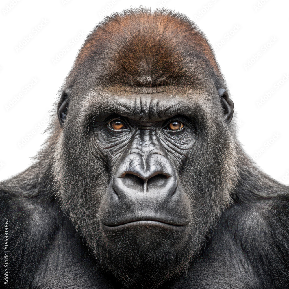 Majestic gorilla portrait isolated on transparent background Majestic gorilla portrait isolated on transparent background