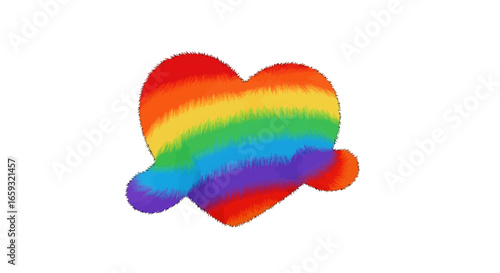 Colorful Heart Graphic with Rainbow Spectrum on White Canvas for Pride and Lgbt Community Celebrations and Expression