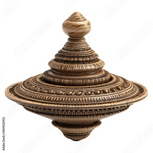 Ornate Decorative Wooden Finial with Intricate Carvings and Elegant Design
