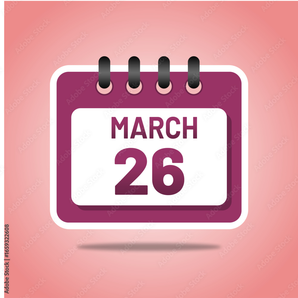 March 26 Daily Calendar Vector Artwork March 26 Daily Calendar Vector Artwork