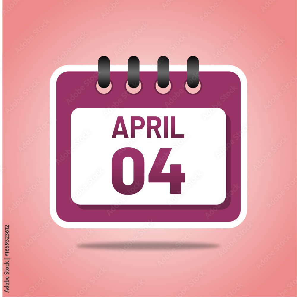 April 4 Elegant Calendar Template April 4 Elegant Calendar Template