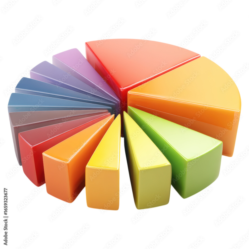 Fototapeta premium Colorful Abstract Pie Chart with Segments Representing Data Distribution and Analysis Ideas