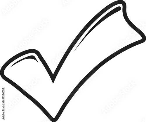  Black tick symbol on transparent background
