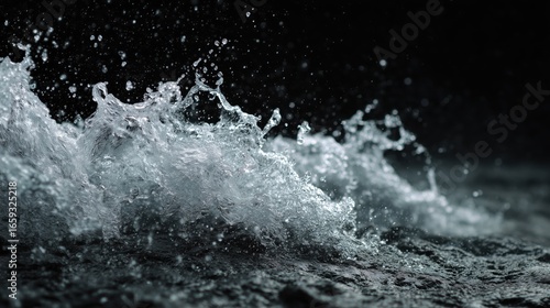 Wallpaper Mural White water splash background Dynamic water splash against a dark background, creating a sense of movement and energy. Torontodigital.ca