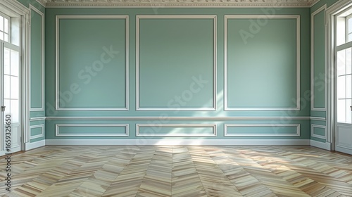 Comparison of simple room with plain walls and freshly painted walls bathed in natural light