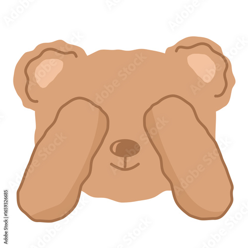 Shy teddy bear vector cartioon illustration