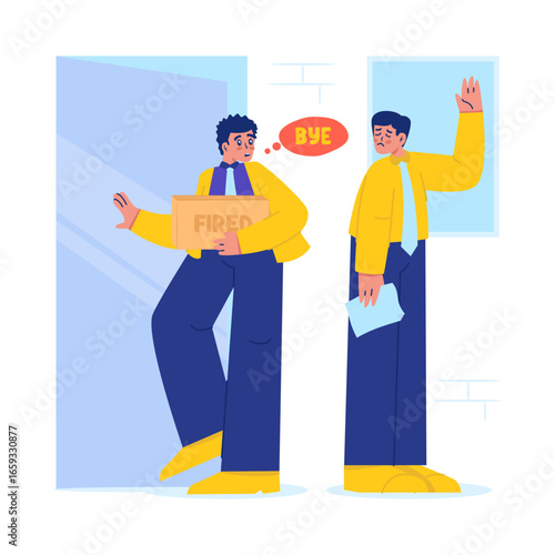 Employee saying goodbye after being fired vector illustration