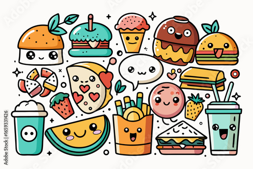 Delightful cartoon food characters bring joy to branding, social media, and restaurant menus, perfect for kids' content and playful marketing campaigns, creating a fun and engaging experience.