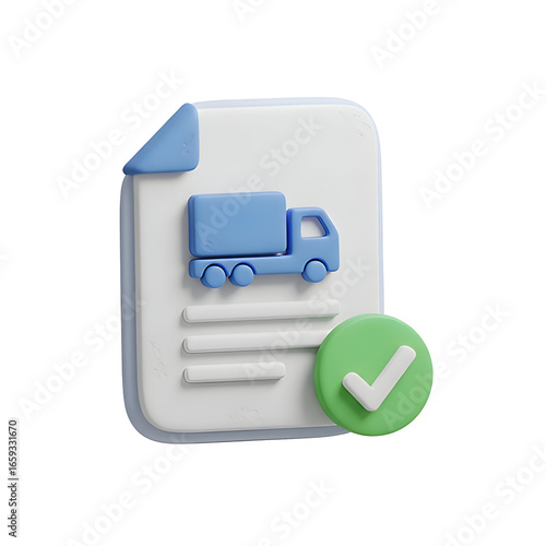 Delivery Confirmation 3D Icon on Transparent
