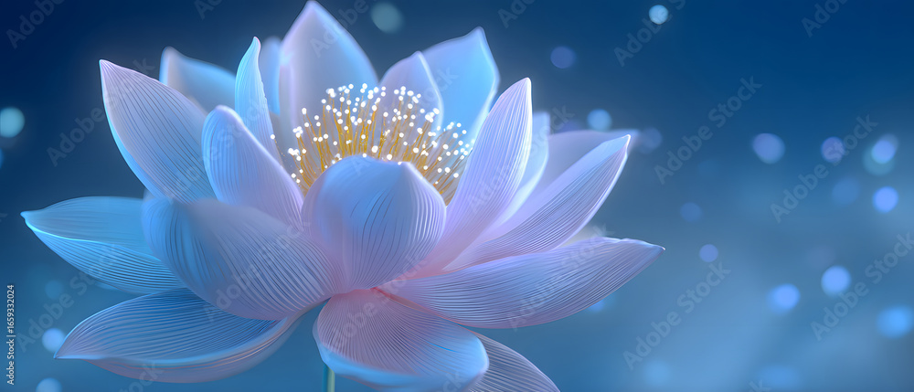 Fototapeta premium Blue and white lotus blooming on fresh water