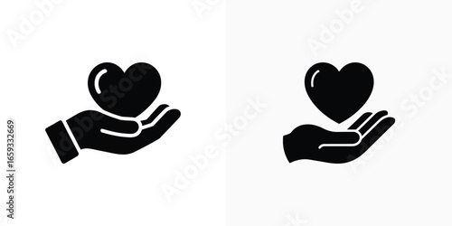 Holding Heart in Hand Icons, Offering Love Symbol On Transparent Background