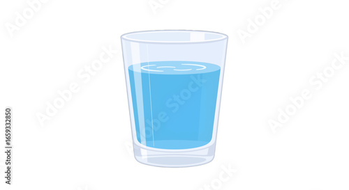 Pixel Art Clear Glass Filled with Light Blue Water Isolated on White Background for Drink and Hydration Concept